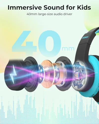 Miniatura 5 de seenda Auriculares Bluetooth para Niños Varones, JCH-01 Auriculares Inalámbricos para Niños para Escuela, Volumen Limitado 85/94dB, 45H