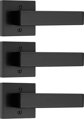 Miniatura 16 de Probrico Paquete de 2 manijas de puerta simuladas negras, manija de puerta de una sola cara para armarios, puertas francesas, juego de pomos Negro