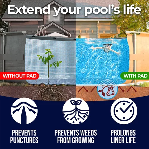 Miniatura 2 de Shop Square Almohadilla ovalada de revestimiento de piscina de 10 pies por 15 pies para piscinas sobre el suelo, acolchado debajo de la piscina