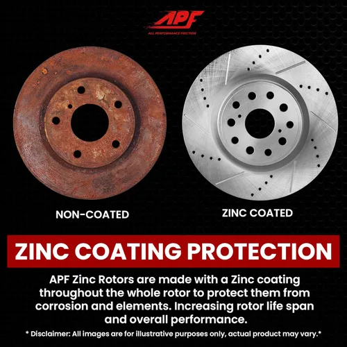 Miniatura 7 de Kit de freno trasero compatible con Ford Fusion 2006-2012 Rotores perforados y ranurados de zinc con almohadillas de fibra de carbono 5 lengüetas