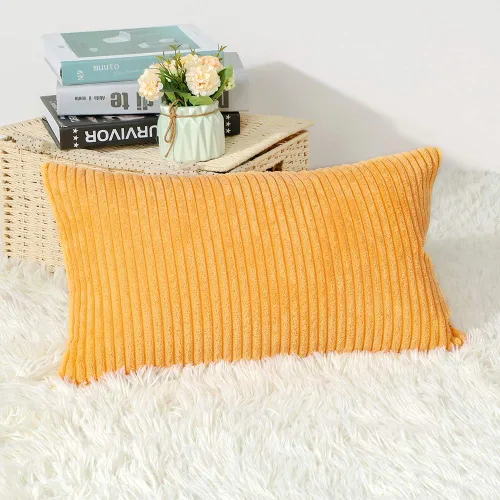 Miniatura 17 de Artscope Fundas de Almohada de Pana a Rayas Acogedoras Súper Suaves Decorativas Oblongas Fundas de Almohada Decorativa Funda de Cojín para Sofá