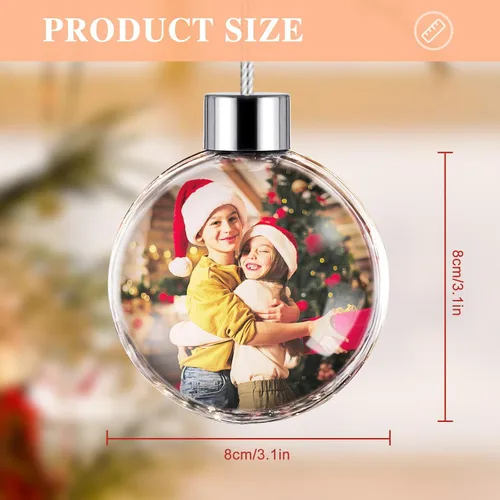 Miniatura 6 de Bemaystar Bolas de fotos personalizadas, adornos de Navidad personalizados, adornos de imagen de doble cara para árboles, decoración de Navidad
