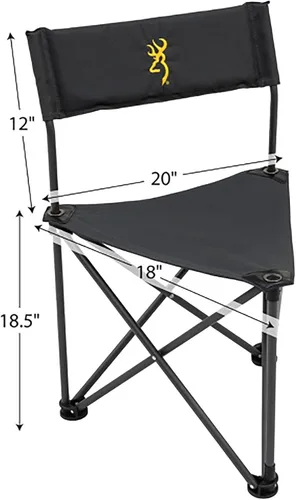 Miniatura 3 de Browning Dakota - Silla de caza y campamento, marco de acero compacto y plegable con 3 patas, asiento de tela 600D extra ancho, respaldo en ángulo