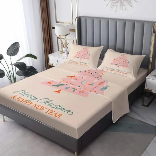 Miniatura 8 de Sábanas para árbol de Navidad tamaño Queen – Sábanas de cama de Navidad, microfibra suave y bolsillo profundo, sábanas y fundas de almohada