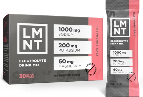 LMNT - Electrolitos sin azúcar - Sal de frambuesa | Mezcla de bebida | 30 unidades