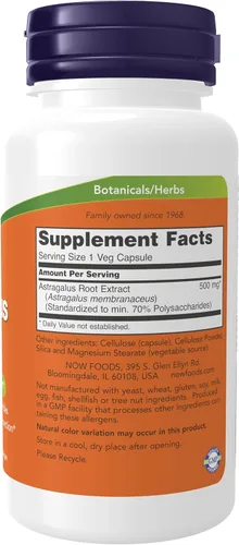 Miniatura 2 de NOW Foods Suplementos de apoyo inmunológico, extracto de astrágalo 500 mg (estandarizado al 70% de polisacáridos), 90 cápsulas vegetales