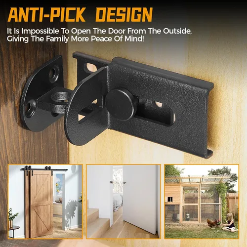 Miniatura 3 de Cerradura de puerta corredera, cerradura de cerrojo de puerta de 90 grados, candado de seguridad de ángulo recto de acero inoxidable con tornillos