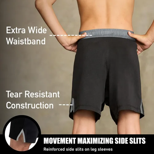 Miniatura 3 de Elite Sports Pantalones cortos de entrenamiento para niños MMA BJJ No GI UFC, pantalones cortos deportivos para niños y niñas, pantalones cortos