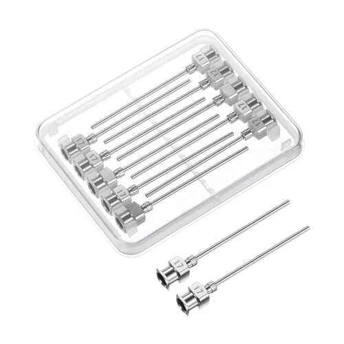 Miniatura 6 de HARFINGTON 12 agujas dispensadoras de acero inoxidable calibre 17, 1 1/2 pulgadas, tubo de aguja de pegamento de metal, puntas romas, Luer Lock