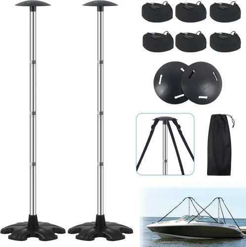 Miniatura 8 de Sistema de postes de soporte para cubierta de barco, postes ajustables de aluminio para cubierta de barco de 16 a 59 pulgadas, sistema de soporte