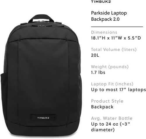Miniatura 2 de Timbuk2 Parkside Mochila para laptop 2.0, Eco Negro, Tamaño único, Computadora portátil