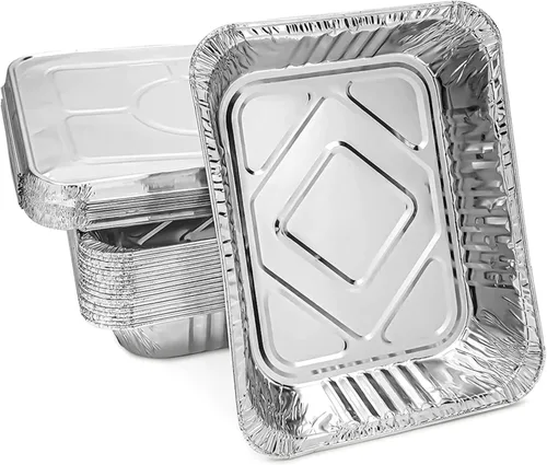 Sartenes de papel de aluminio de 9 x 13 pulgadas (paquete de 30) – Sartenes de aluminio desechables con alta conductividad térmica para asar a la
