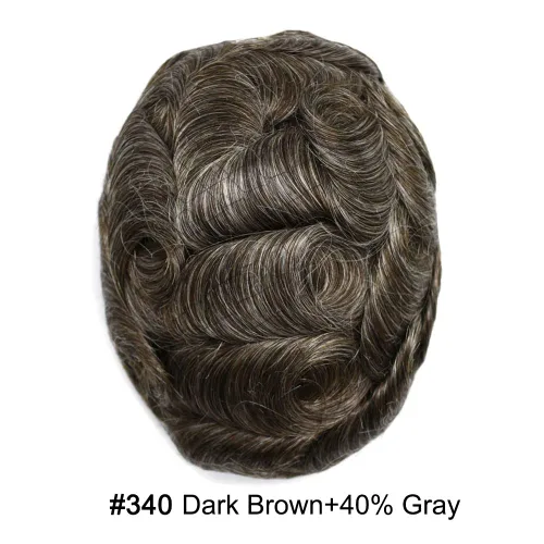 Miniatura 134 de Toupee para hombres nudos blanqueados hombres toupee hairpieces europeo virgen sistema de reemplazo de cabello humano suave encaje francés hombres