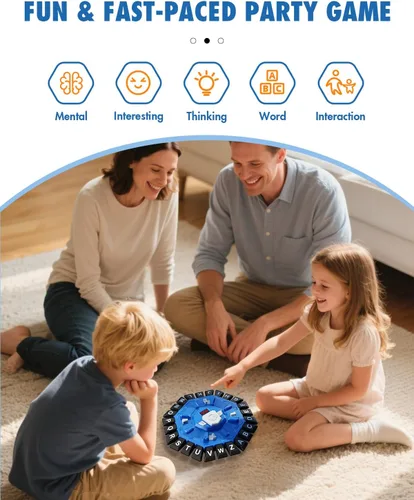 Miniatura 9 de Juego de palabras, juegos de mesa familiares con temporizador de pantalla y 2 modos, juegos de presión de 24 letras de ritmo rápido, juego