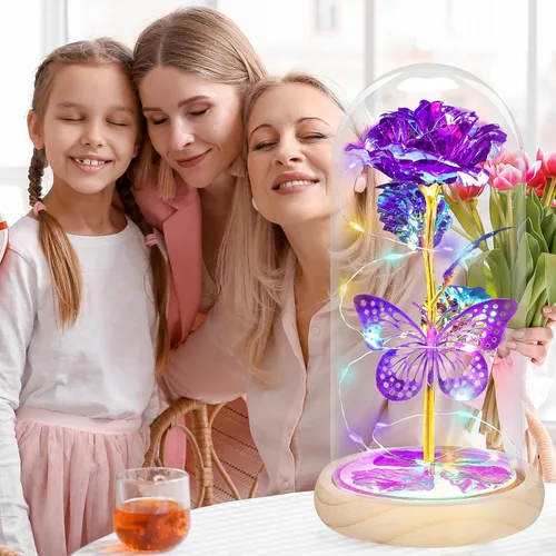 Miniatura 2 de QUNPON Regalos de rosas para el día de la madre, regalos de rosas para mujeres, regalos de cumpleaños para mujeres, flores de mariposa moradas
