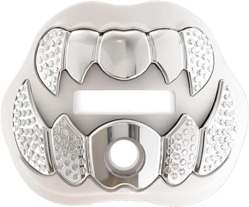 Miniatura 8 de LeCool Protector bucal de fútbol con correa conectada, 3D Beast Chrome, protector bucal para adultos y jóvenes, pieza para deportes para máximo