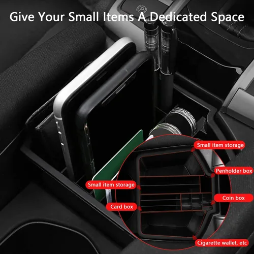 Miniatura 6 de Caja de almacenamiento de consola central para Honda Civic de 10ª generación 2016-2021, bandeja de inserción, organizador de automóvil