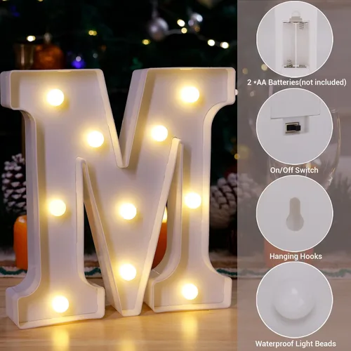 Miniatura 3 de Letrero LED de Marquesina con Letras Iluminadas, Letrero del Alfabeto Iluminado, Luces LED de Letras con Batería para Luz Nocturna, Boda