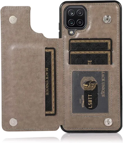 Miniatura 4 de Asuwish Funda de teléfono para Samsung Galaxy A12 con protector de pantalla de vidrio templado, tarjetero con soporte para tarjetero, soporte