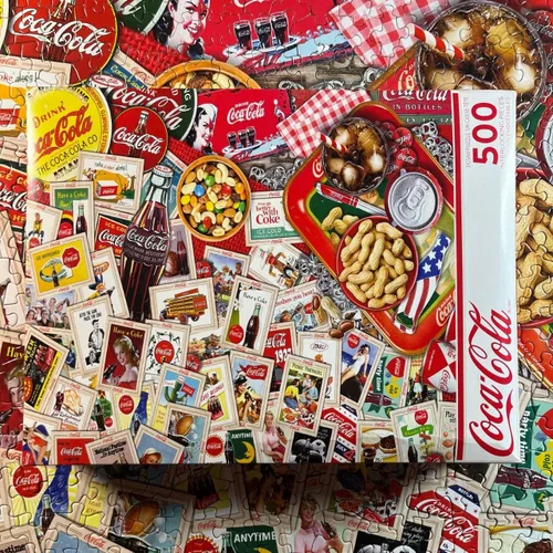 Miniatura 3 de Springbok Coca-Cola Collector's Table - Rompecabezas de 500 piezas para adultos, piezas de corte único, fabricado en Estados Unidos
