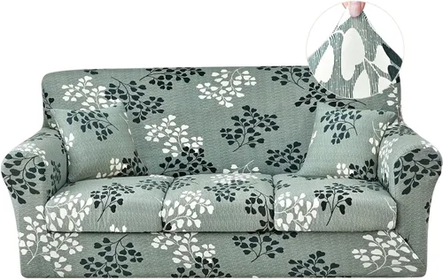 Miniatura 30 de JQinHome Funda elástica para sofá de 2 piezas Fundas para sofá, funda para sillón con funda de cojín separada para silla, protector de muebles