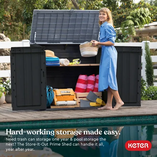 Miniatura 3 de Keter Store-It-Out Prime - Cobertizo de almacenamiento exterior de resina de 4.3 x 3.7 pies con bisagras de fácil elevación, perfecto para Negro