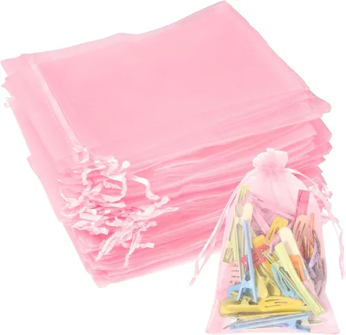 Miniatura 21 de Partyeah 50 bolsas de organza de 4 x 6 pulgadas, pequeñas bolsas de malla para joyas, bolsas con cordón para bolsas de regalo de organza de dulces