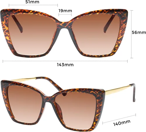 Miniatura 5 de mosanana Gafas de sol de ojo de gato de gran tamaño para mujer, estilo moderno MS52028
