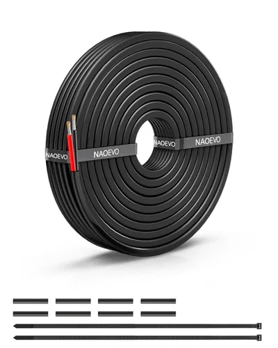 NAOEVO Cable eléctrico de calibre 10, 2 conductores, cable de PVC trenzado de 10 AWG, bajo voltaje de 12 V/cobre estañado/cable flexible para