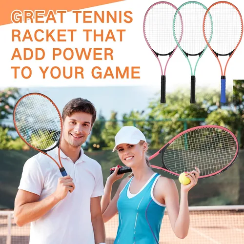 Miniatura 6 de 6 Pcs Tennis Rackets for Adult Recreational 6 Players 27'' Tennis Racket Set with 3 Balls Lightweight Tennis Rackets for Tennis Training Beginner