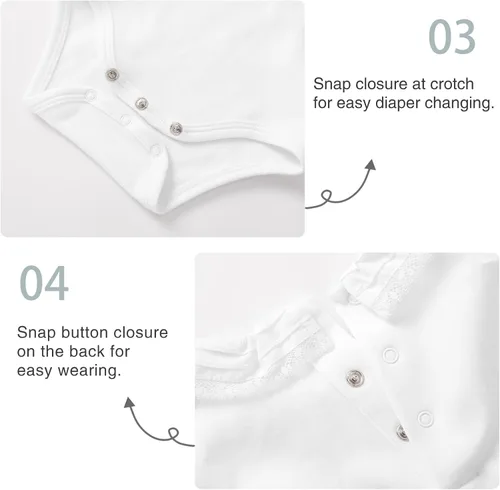 Miniatura 5 de pureborn MamelucoBody de Algodón Súper Suave para Bebés Niñas y Niños de 0-24 Meses