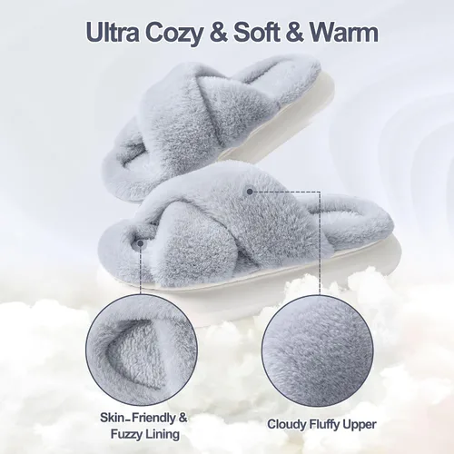 Miniatura 2 de Pantuflas de casa para mujer, pantuflas peludas de plataforma, pantuflas para mujer, pantuflas de interior esponjosas