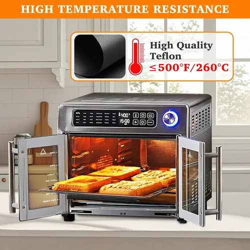 Miniatura 6 de 5 piezas de esteras de teflón para forro de horno para la freidora de aire de puerta francesa de 26 QT Emeril Lagasse 360, forros de freidora