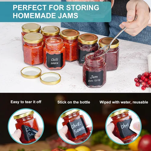 Miniatura 3 de Paquete de 40 tarros pequeños de vidrio para miel con tapas para recuerdos de boda, baby showers, tarros de vidrio herméticos de 3 onzas con tapas