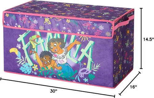 Miniatura 5 de Idea Nuova Disney Encanto - Baúl de almacenamiento plegable para juguetes de niños, duradero, con tapa