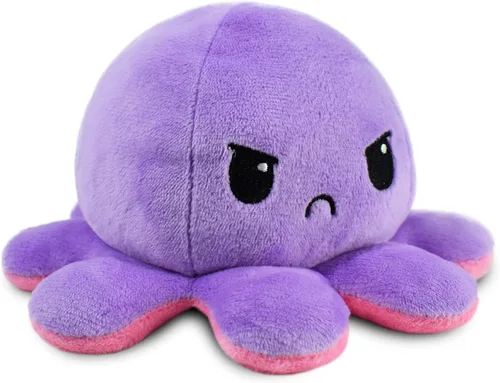 Miniatura 4 de TeeTurtle - El Peluche de Pulpo Reversible Original - Azul Claro + Azul Oscuro - Lindos Animales de Peluche Sensoriales Fidget Que Muestran Tu