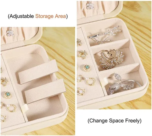 Miniatura 4 de LANDICI Joyero pequeño para mujeres y niñas, estuche organizador de joyas de viaje de piel sintética, soporte portátil de almacenamiento de joyas