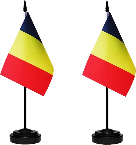 Miniatura 11 de Juego de banderas colombianas de lujo para escritorio de Colombia, pequeñas banderas de escritorio colombianas en miniatura con poste sólido, base