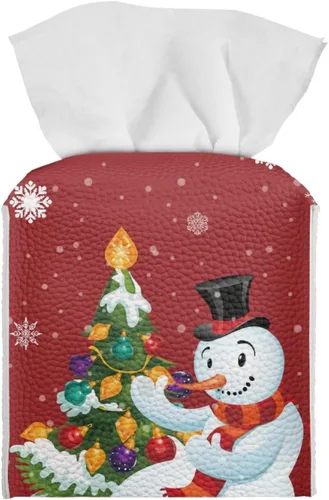 Miniatura 21 de 250th Anniversary Square Tissue Box Cover Pu Leather Tissue Holder Facial Paper Cover Waterproof Toilet Paper Holder for Bathroom Bedroom Modern