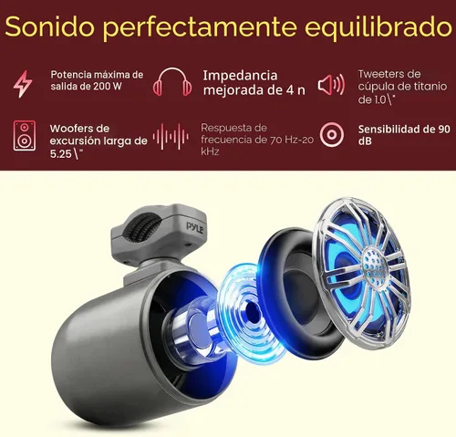 Miniatura 4 de Pyle Altavoces marinos – Torre de wakeboard con clasificación IP44 impermeable de 5.25 pulgadas y sistema de sonido estéreo de audio para exteriores