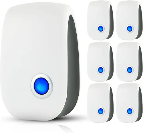 Repelente ultrasónico mejorado, paquete de 6 paquetes de enchufe electrónico para control de plagas para ratón, insectos, cucarachas, insectos,