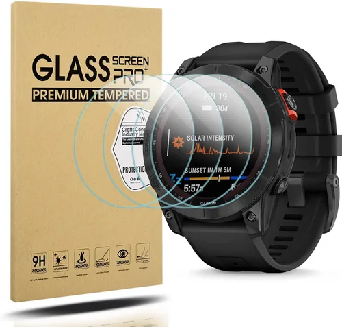 Suoman Paquete de 4 protectores de pantalla para Garmin Fenix 7 de 1.850 in, [antiarañazos] 2.5D 9H dureza ultra fina vidrio templado película