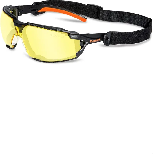 Miniatura 38 de ProtectX Anteojos de seguridad clásicos, lentes antivaho resistentes a los arañazos, gafas protectoras para el trabajo, interior/exterior, ANSI Z87.1