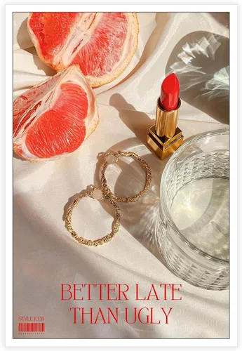 Miniatura 88 de Pósteres de citas divertidas con texto en inglés «Better Late Than Feug», lienzo minimalista con fondo blanco, arte de pared, frutas frescas