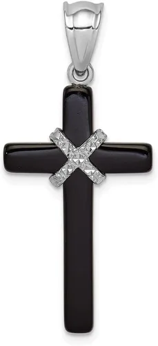 Miniatura 4 de Diamond2Deal Colgante de cruz de ónix de plata de ley 925, Plata esterlina Plata Piedra, Ónix