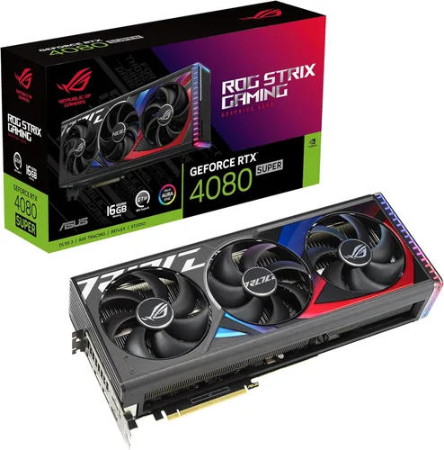 ASUS Tarjeta gráfica ROG Strix GeForce RTX™ 4080 Super Gaming (PCIe 4.0, 16GB GDDR6X, DLSS 3, HDMI 2.1a, DisplayPort 1.4a, cámara de vapor, placa
