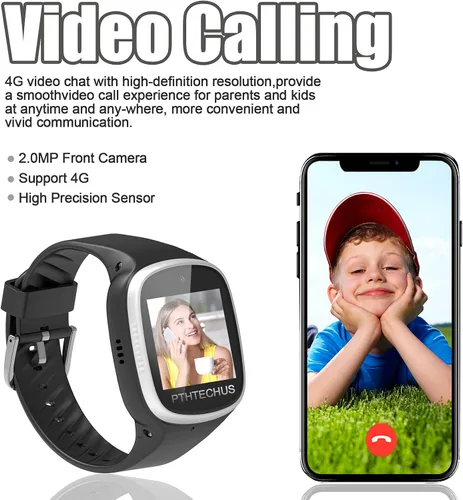 Miniatura 3 de PTHTECHUS Reloj inteligente 4G para niños, reloj inteligente para niños con WiFi, diario, mensajes de voz y videollamadas, ubicación GPS, modo