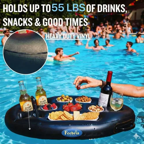 Miniatura 4 de Inflatable Pool Drink Holder with Large Capacity, Floating Drink Float for Hot Tub, Pool, Beach & Party - Holds Drinks, Phones & Snacks, Easy