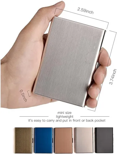 Miniatura 4 de RFID - Tarjetero de acero inoxidable, protector de tarjetas de crédito para hombre y mujer