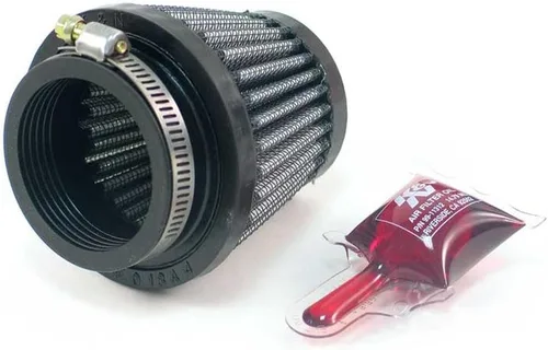 K&N Filtro de aire universal con abrazadera original de alto flujo de por vida: alto rendimiento, premium: diámetro de brida: 1.75 pulgadas, altura